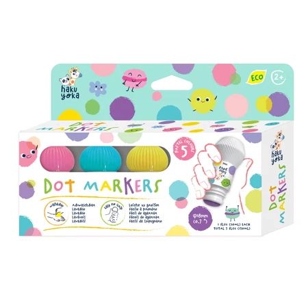 Set de 5 marqueurs lavables - couleurs pastel, Haku Yoka