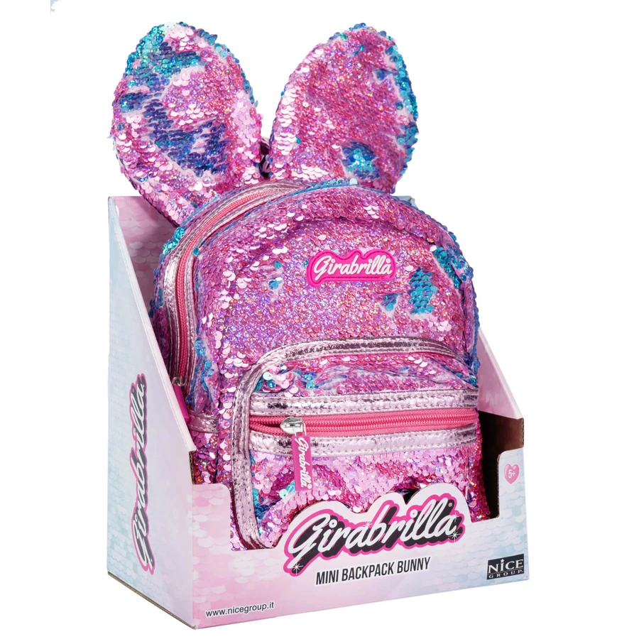 Ghiozdan Girabrilla Bunny – model Iepuraș cu paiete reversibile