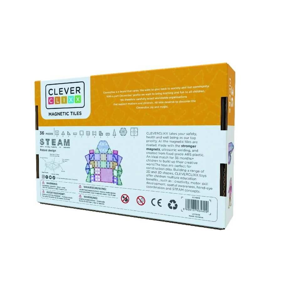 Pastel 36 piece magnetic building set, Cleverclixx