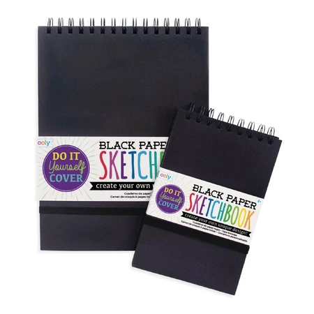 Carnet de croquis A5, papier noir, 75 pages, 110 gr/mp, couverture DIY