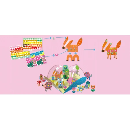 Joc creativ Stick'N'Play cu scene 3D si stickere repozitionabile - Gradina Secreta