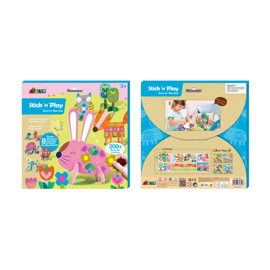 Joc creativ Stick'N'Play cu scene 3D si stickere repozitionabile - Gradina Secreta