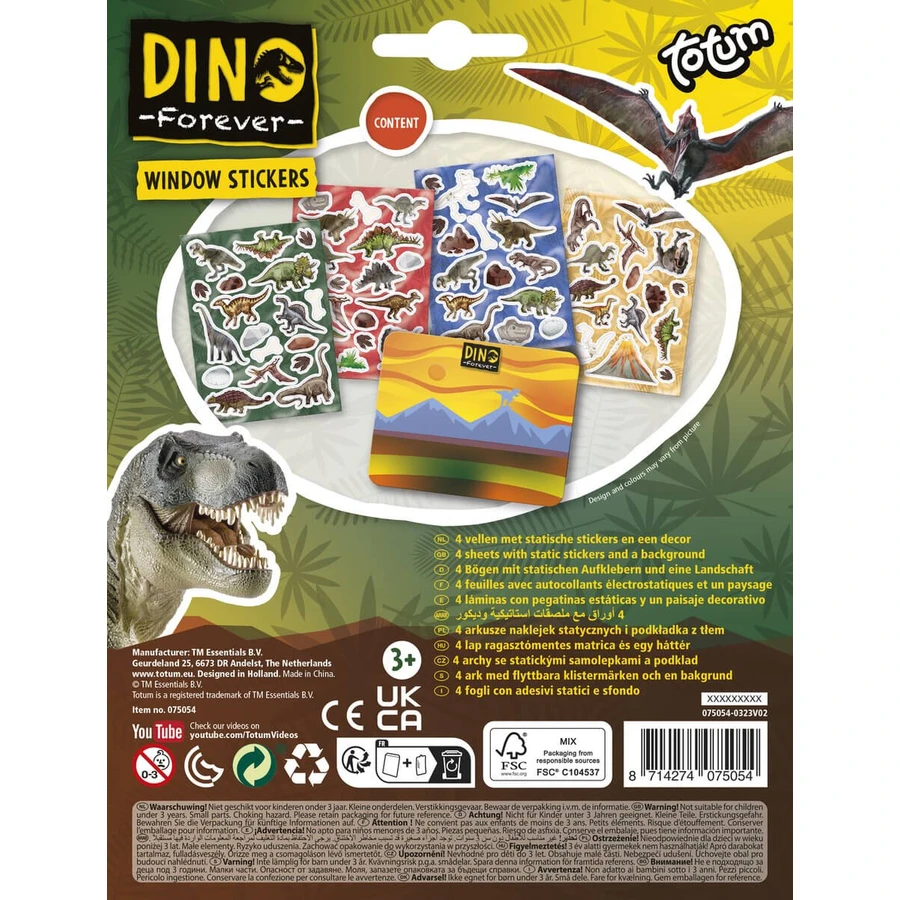 Repositionable dinosaur stickers
