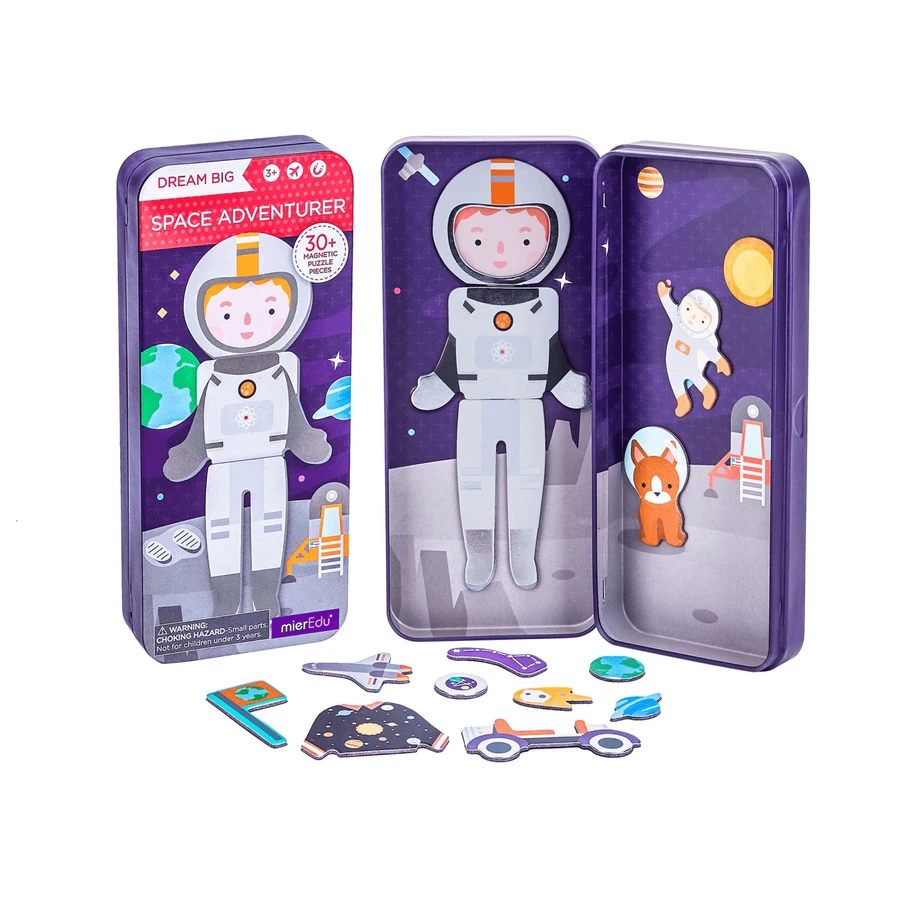 Magnetyczna układanka w metalowym pudełku, gra w dopasowywanie i kojarzenie - Space Adventurers: ceny i cechy