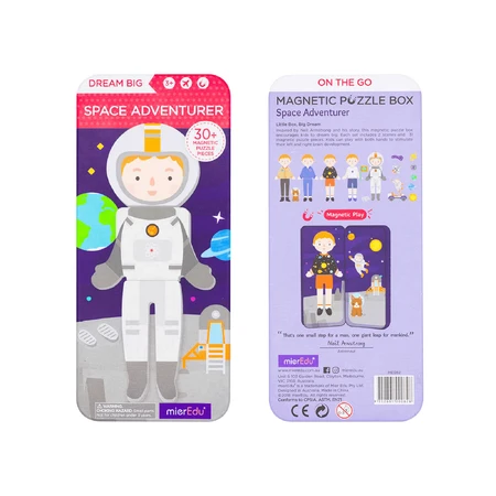 Magnetyczna układanka w metalowym pudełku, gra w dopasowywanie i kojarzenie - Space Adventurers: ceny i cechy