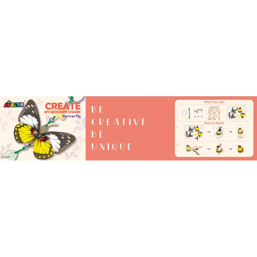 Creative wooden set - Butterfly keyring, Natural Creations collection