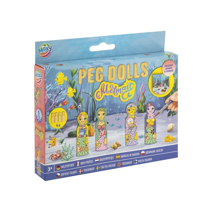 Creative DIY Set, Wooden Figurines, Peg Dolls, Mermaids