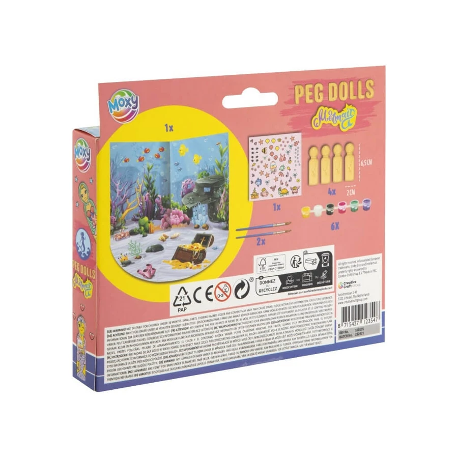 Creative DIY Set, Wooden Figurines, Peg Dolls, Mermaids