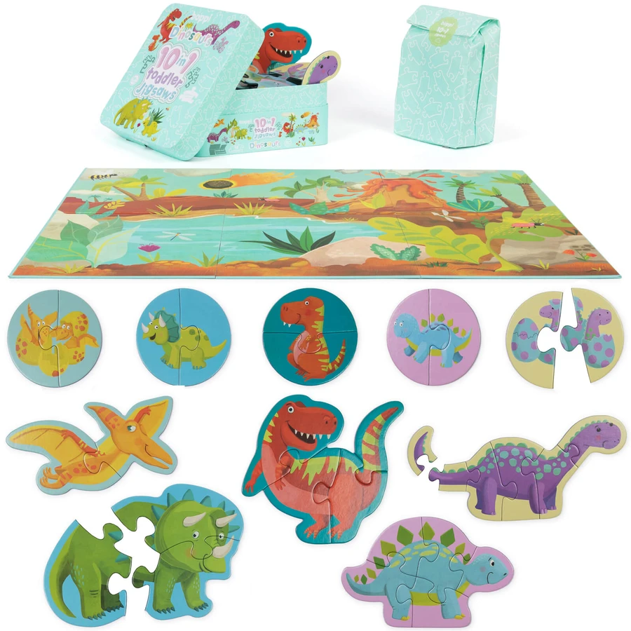 Puzzle progressivo per bambini 10 in 1, Boppi - Dinosauri