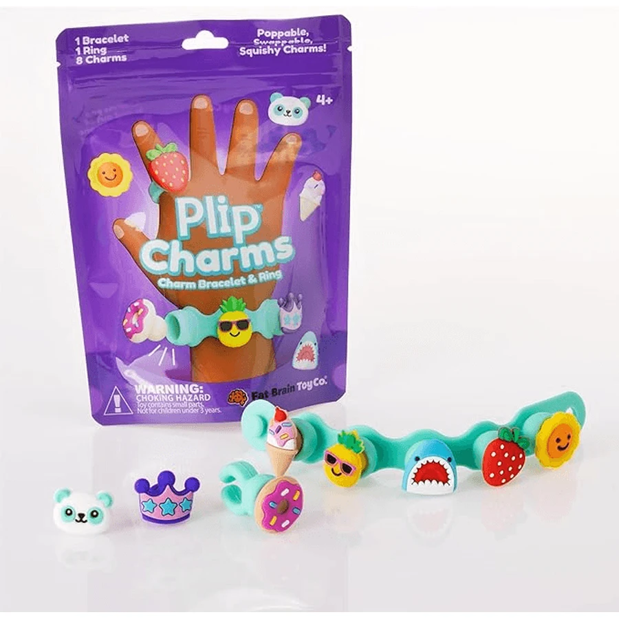 Ensemble bracelet et bague avec breloques Pop-it Plip Charms, violet