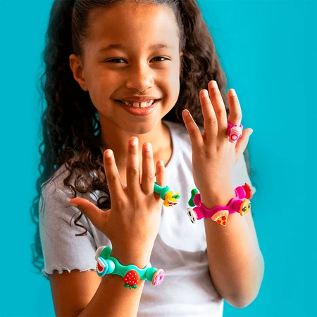 Ensemble bracelet et bague avec breloques Pop-it Plip Charms, violet