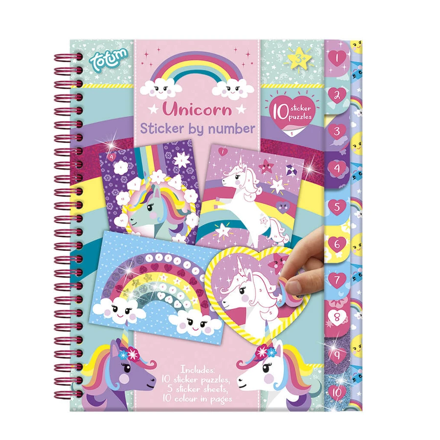 Creatieve eenhoorn stickerset, plak op nummers