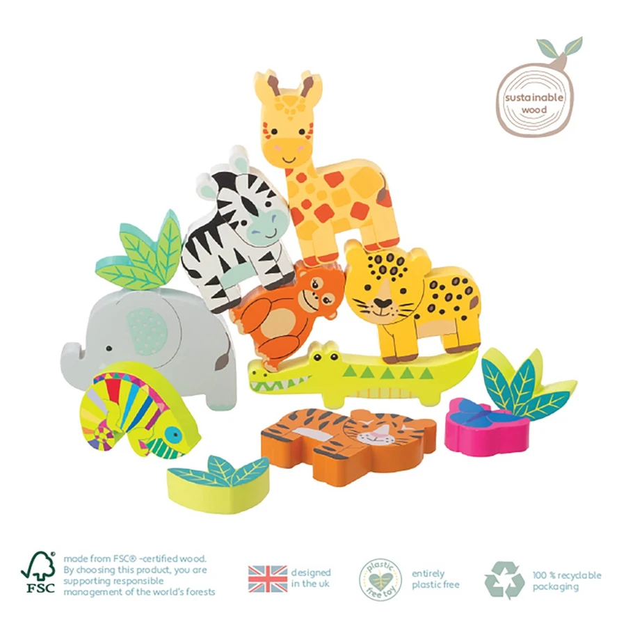 Dschungel-Tiere Stapelspiel, Orange Tree Toys