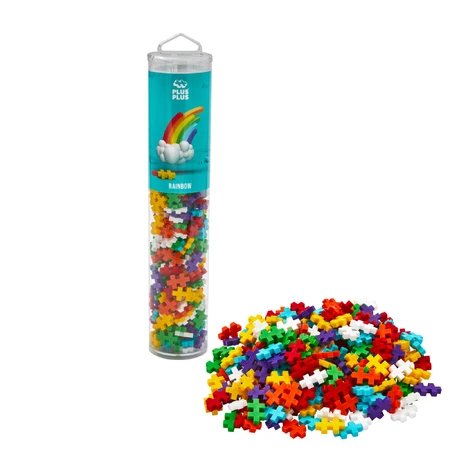 Set constructie Plus-Plus, tub 240 piese, Rainbow Mix, culorile curcubeului