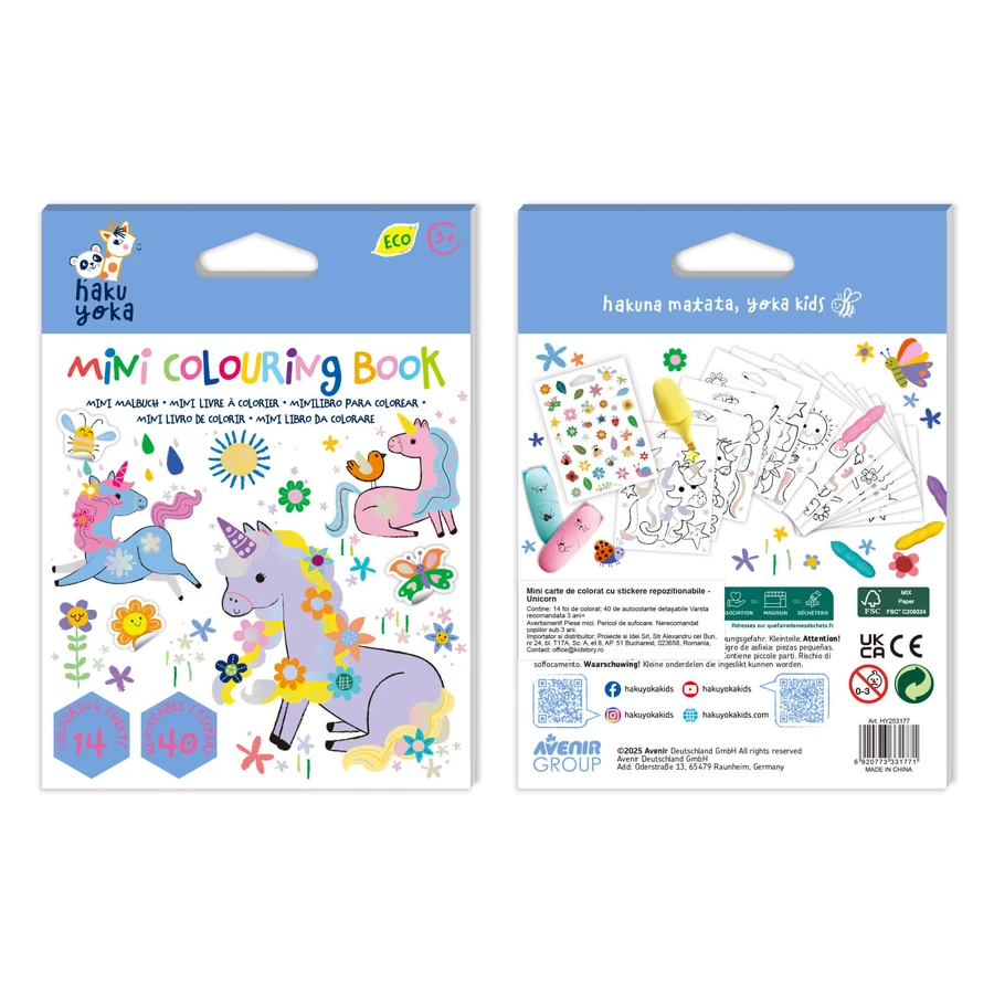 Mini Carte de Colorat Hakuyoka - Unicorni