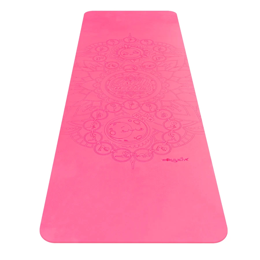 Yoga mat for adults, eco-friendly - Sun and Moon, pink