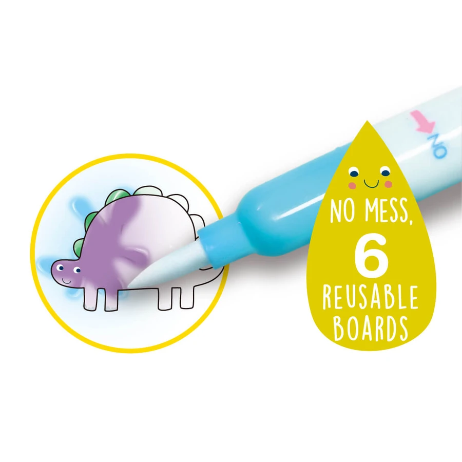 Draagbaar aquarelverfboek, stickers en spelletjes - Dinosaurussen
