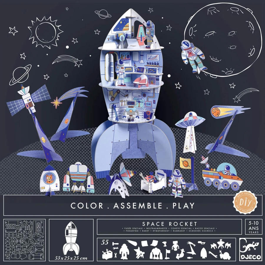 Fusée de coloriage et d'assemblage, Djeco
