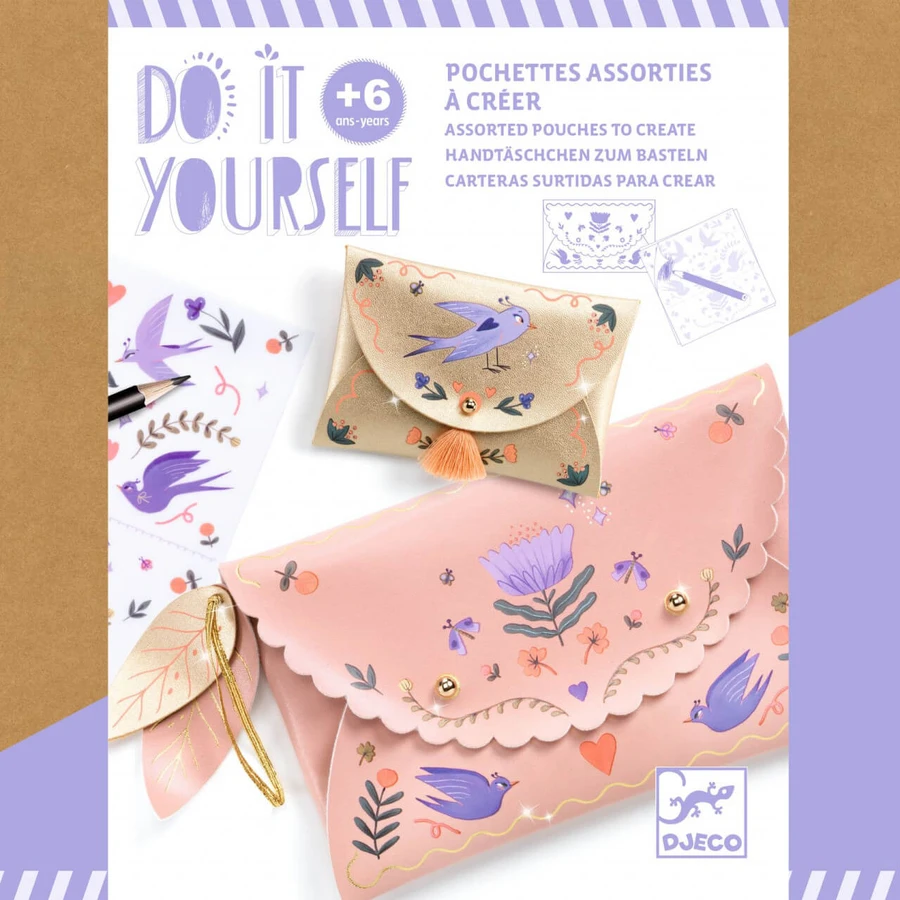 Ensemble Djeco DIY, porte-monnaie et portefeuille