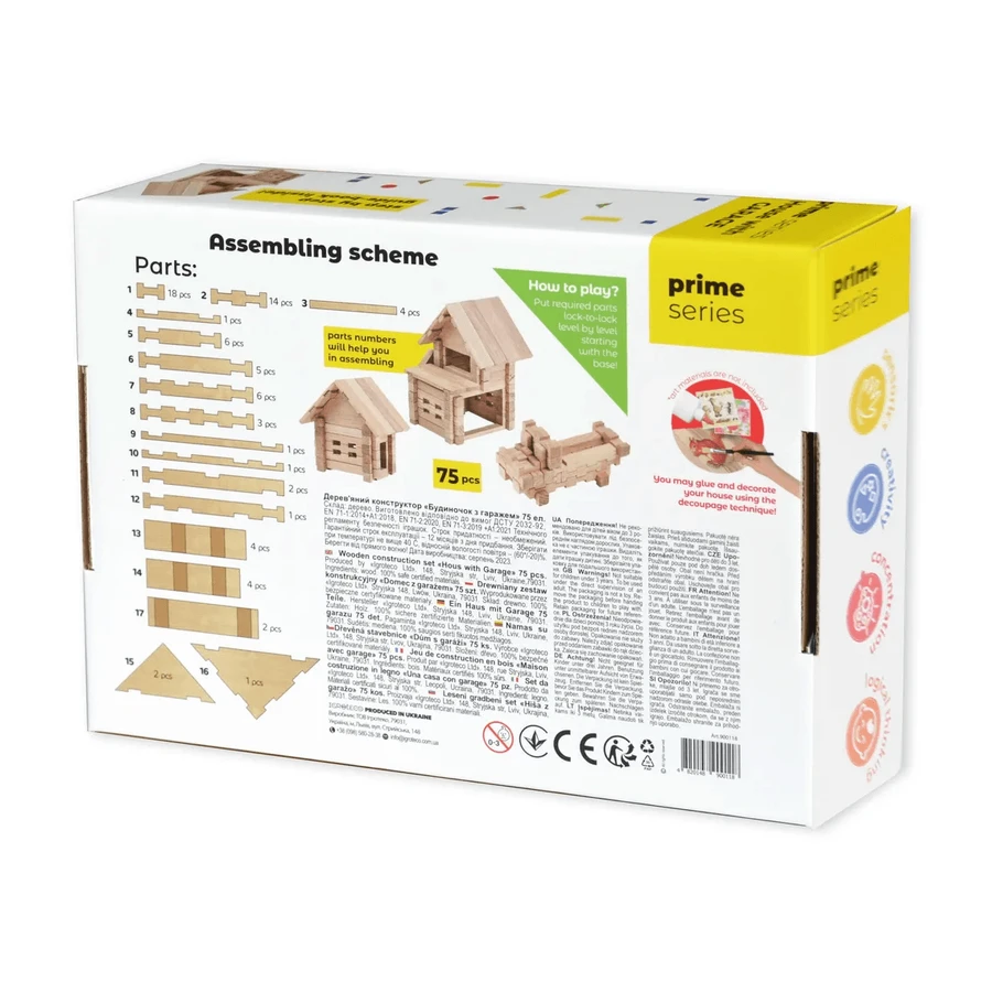 Holzbausatz "Haus mit Garage" 75 Teile