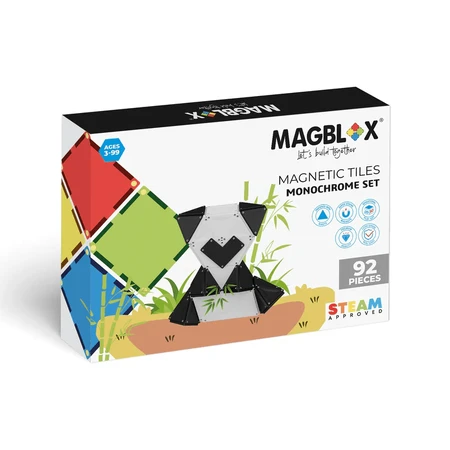 Magblox Magnetic Set - 92 blocs de construction magnétiques Monochrome Noir & Blanc