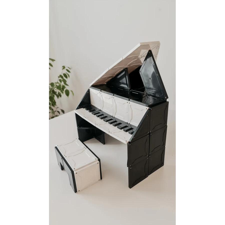 Magblox Magnetic Set - 92 blocs de construction magnétiques Monochrome Noir & Blanc