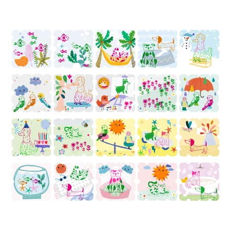 Set portabil de ștampile Haku Yoka - Animalutele mele dragi