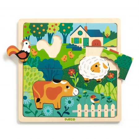 Puzzle en bois Animaux de la ferme, Djeco
