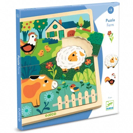 Puzzle en bois Animaux de la ferme, Djeco