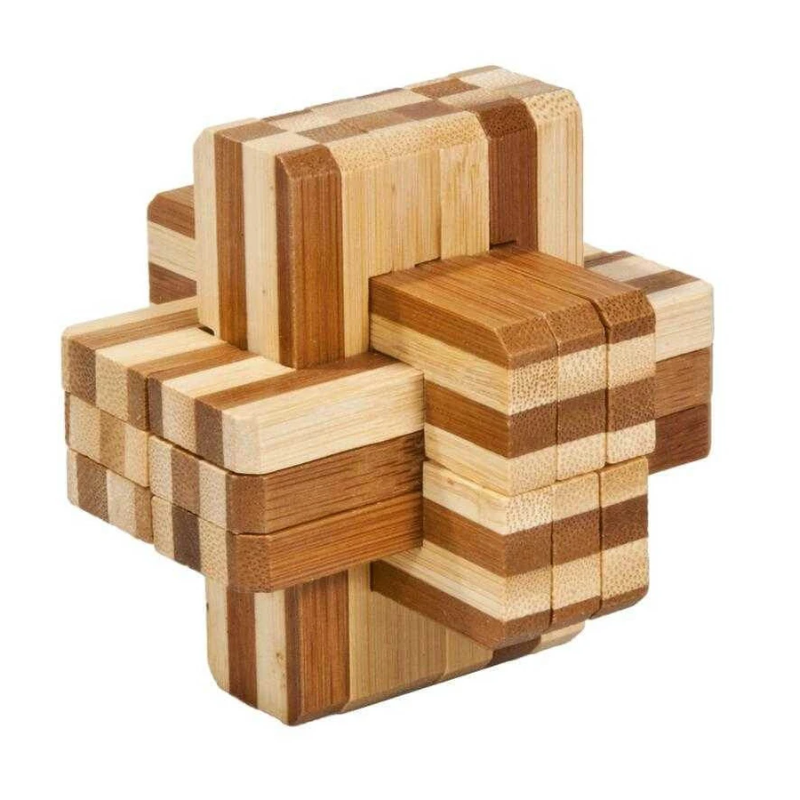Gioco di logica IQ in legno Blocco croce di bambù