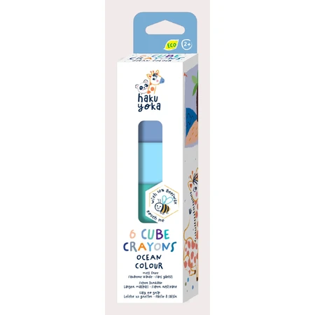 Set di 6 pastelli a cera a forma di cubo, Haku Yoka - colori dell'oceano