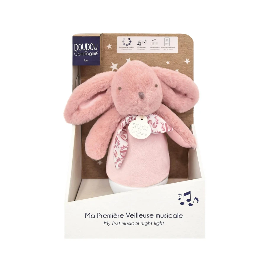 Candela musicale 16 cm coniglietto soffice, rosa