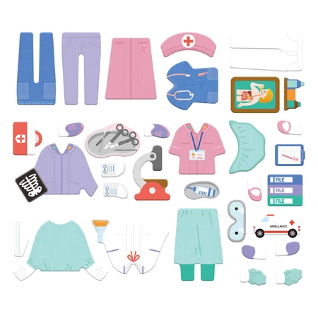 Puzzle magnetic in cutie metalica, joc de potrivire si asociere - Doctor