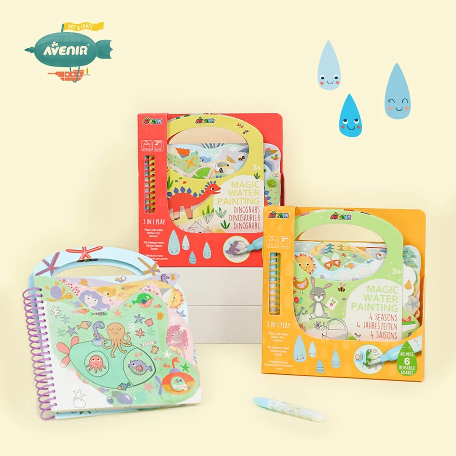 Portable watercolor painting book, stickers and games - Printese