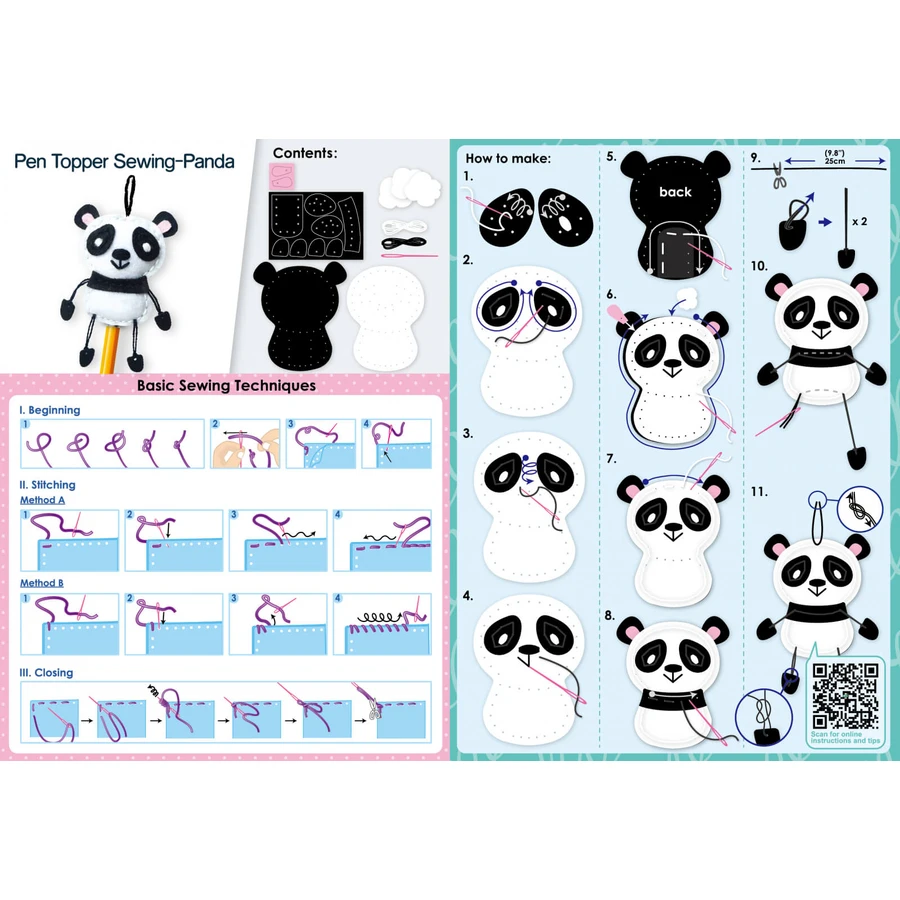 DIY-Nähset - Dekoration Bleistiftaufsatz - Panda