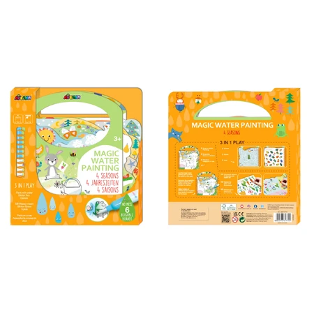 Carte de pictat cu apa, stickere si jocuri, portabila - 4 anotimpuri