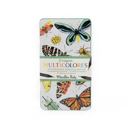 Set de 12 crayons de couleur multicolores, Moulin Roty