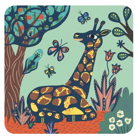 Djeco set de rascado creativo, Grandes animales para los más pequeños