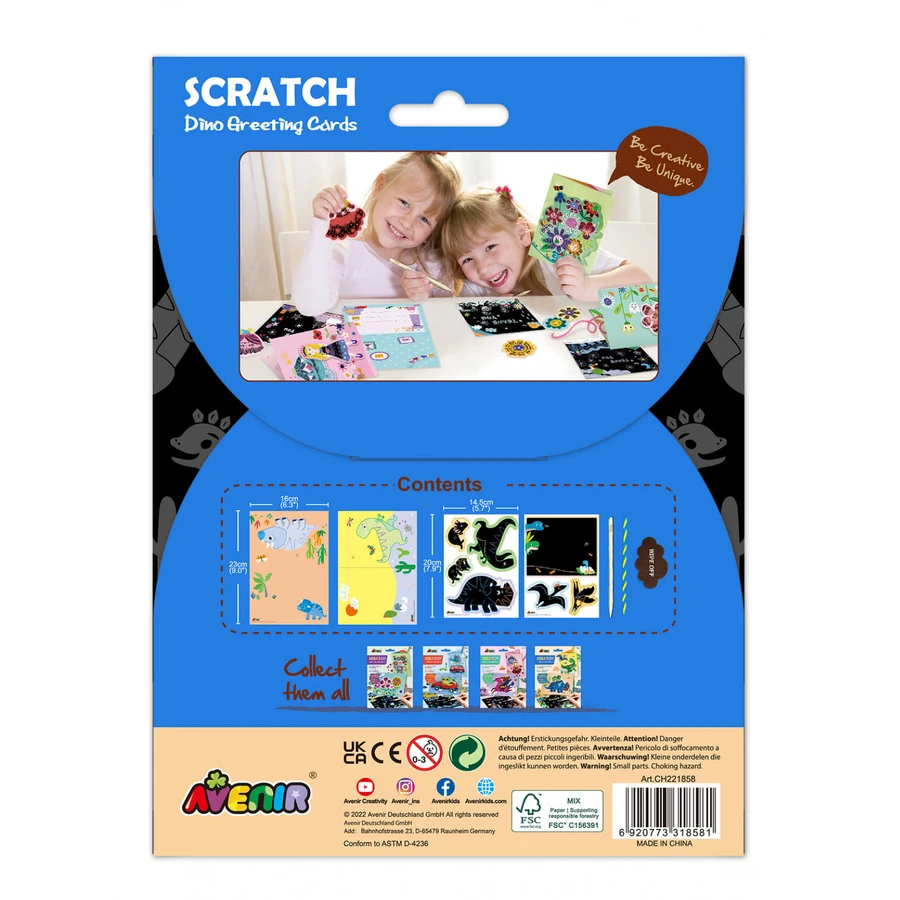 Set de razuit si realizat Felicitari - Dinozauri