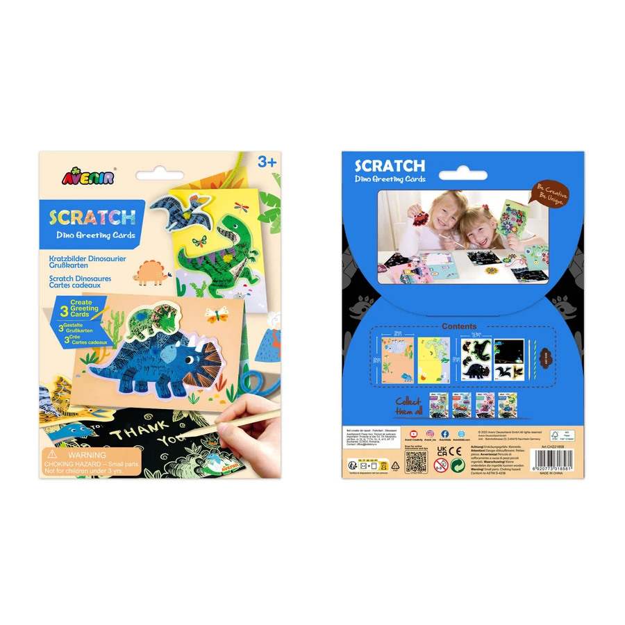Set de razuit si realizat Felicitari - Dinozauri