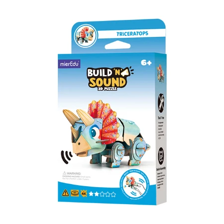 Puzzle 3D cu sunete - Triceratops, Build 'n' Sound