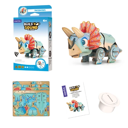 Puzzle 3D cu sunete - Triceratops, Build 'n' Sound