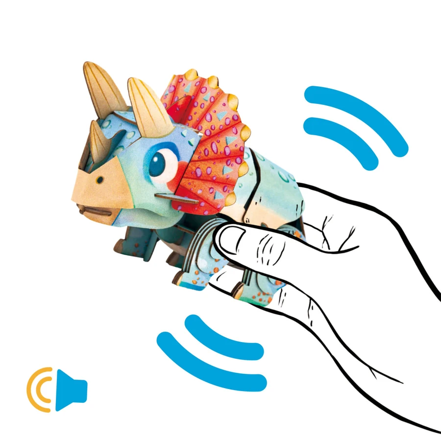 Puzzle 3D cu sunete - Triceratops, Build 'n' Sound