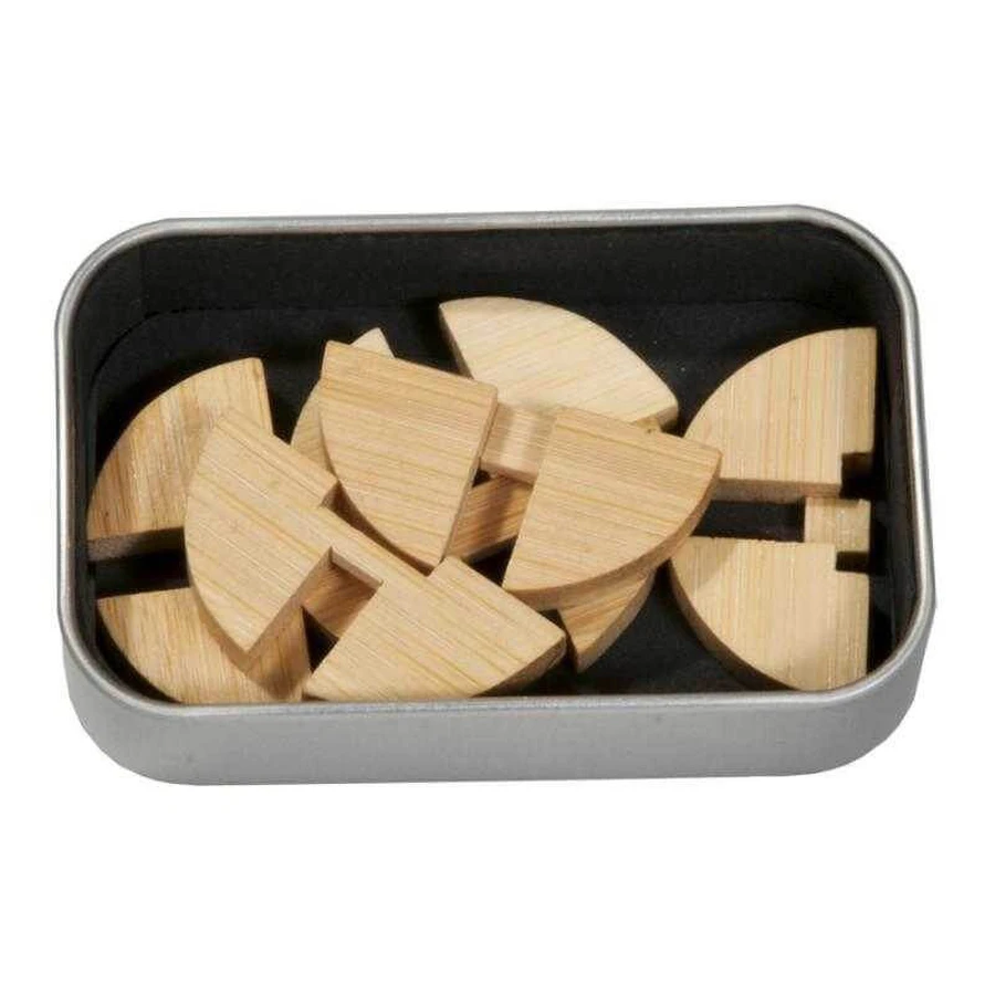Jeu de logique IQ en bois de bambou dans une boîte en métal-3