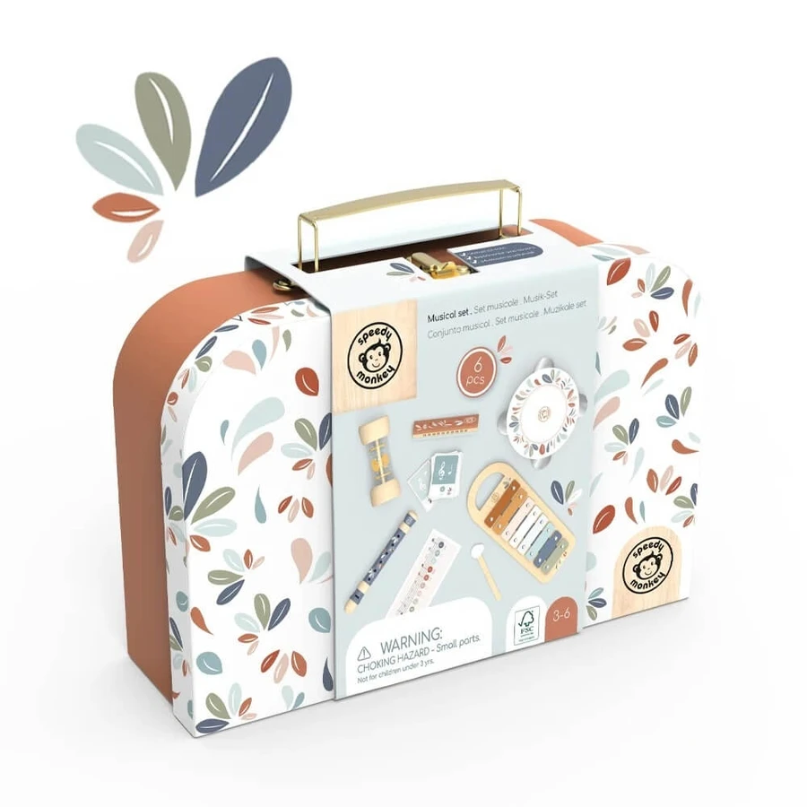 Set de 5 instruments de musique dans une valise, Speedy Monkey