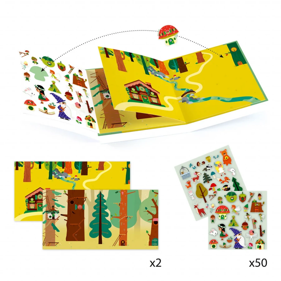 Djeco, Der verzauberte Wald mit wiederverwendbaren Aufklebern