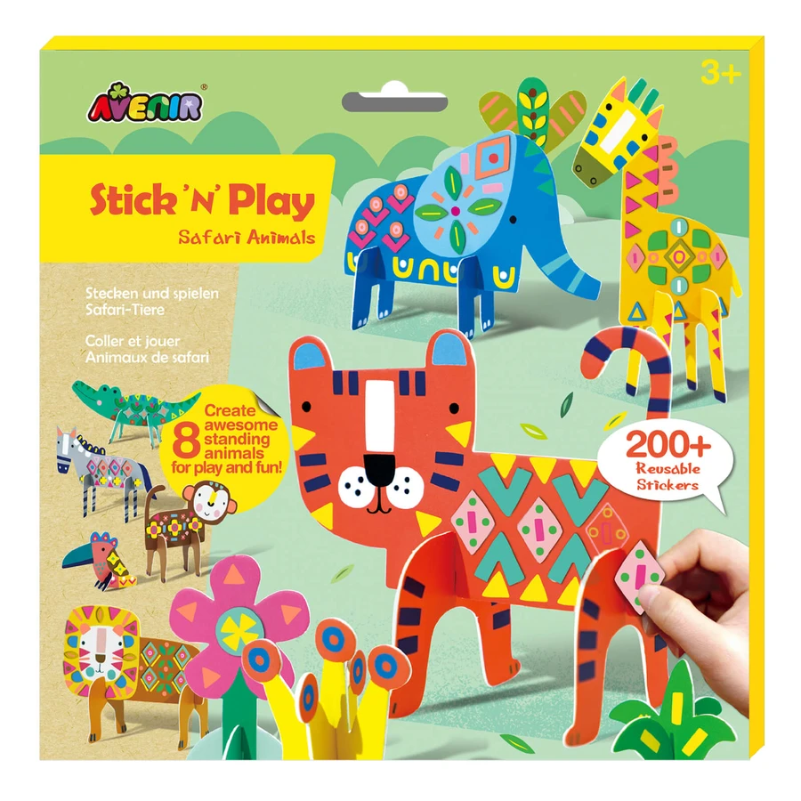 Kreatywna gra Stick'N'Play z trójwymiarowymi scenami i naklejkami, które można przekładać - Safari Animals: ceny i cechy