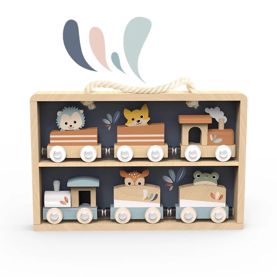 Trenulet cu animale in cutie lemn, Speedy Monkey