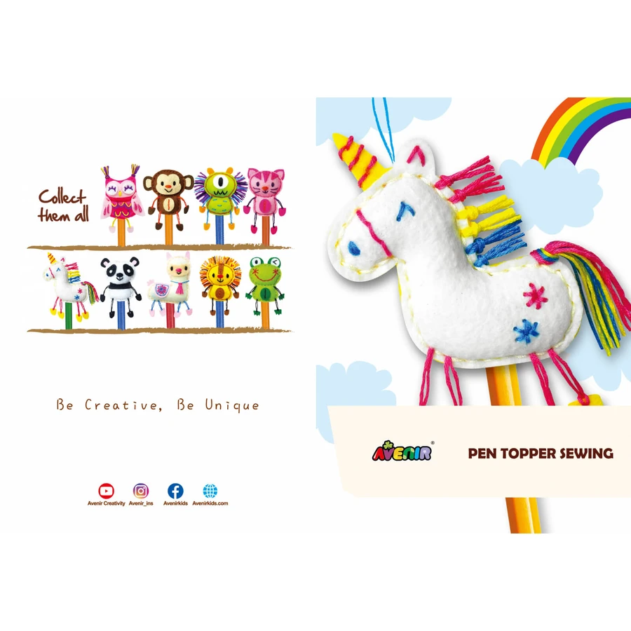 Set per il cucito fai da te - decorazione per matite - Unicorno