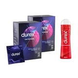 Paquete Prezervative Intense, 2x16 unidades + Lubricante Fresa, 50 ml, Durex